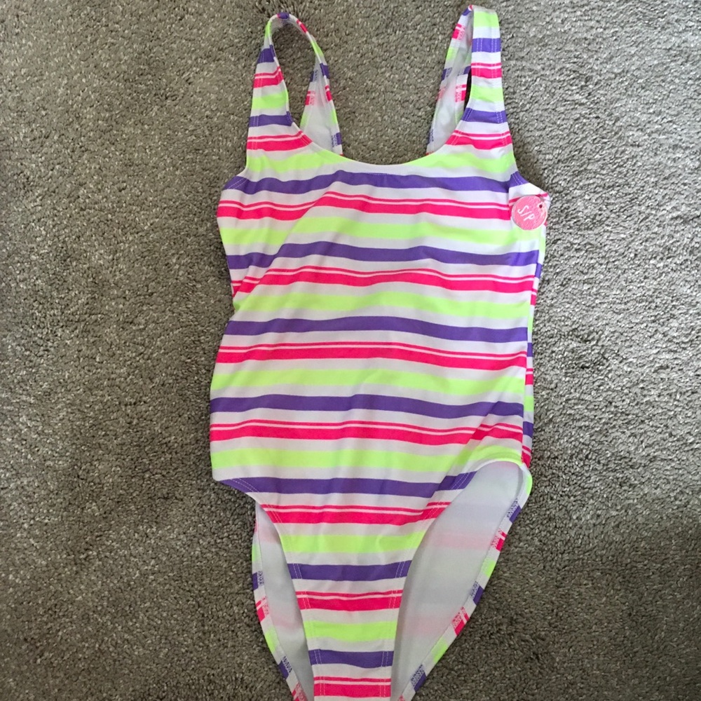 One piece multi colored bathing suit
